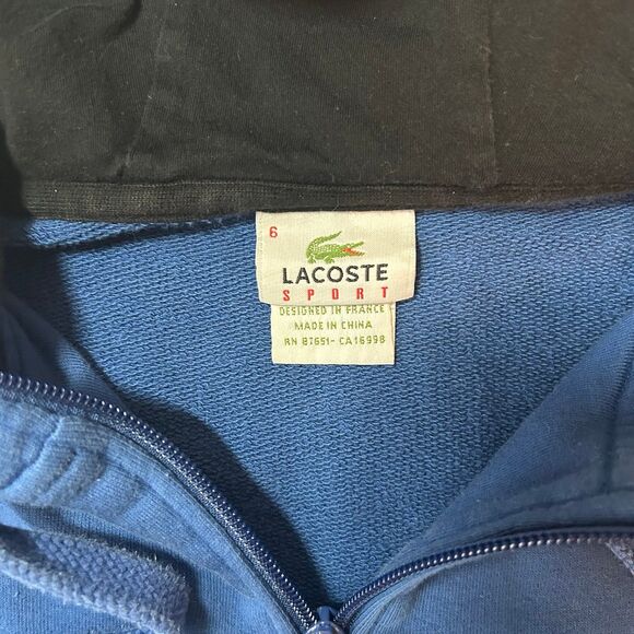 Lacoste Sport Big Logo Full Zip Hoodie Blue Mens Large L Size 6 Black Crocodile - Picture 3 of 4